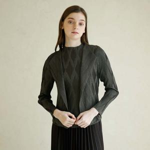 [요이츠](택가 199000원)[요이츠] 마름모 주름 삼각 소매 가디건 자켓 챠콜_YJ08WNPJK02