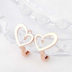 14K 금침 로즈골드 하트 원터치 링 귀걸이