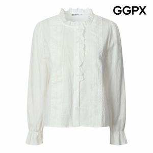 [GGPX] 프릴넥 레이스 펀칭 블라우스 (GQ1SH006B)