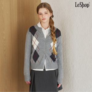 [르샵]아가일 패턴 라운드넥 울 니트 가디건 (DQ1CK008A)