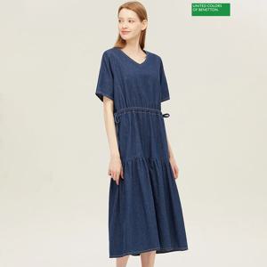 베네통 티어드 브이넥 원피스 BAOP93431