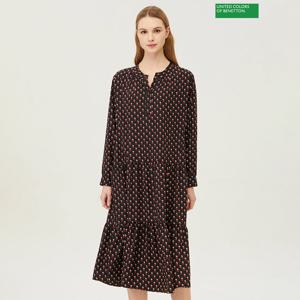 베네통 프린트 헨리넥 원피스 BAOP01411