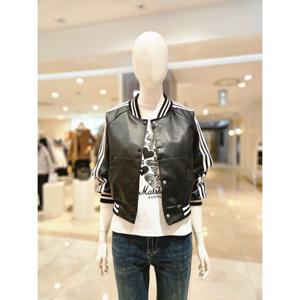 [르니앤맥코이]소매 삼선 테잎 페이크 가죽 자켓 MN04JK011HJY