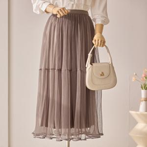 [커스텀에이블] 프릴샤 롱 밴딩 스커트_T2602SK009A