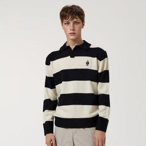 [후아유] Steve Stripe Open Collar Pullover WHKAF4922U*