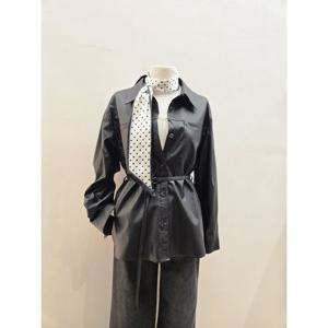 숲  (SCRLE31) 벨티드 레더 셔츠형 자켓