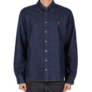 아미 26SS 남성 하트로고 데님 셔츠 인디고 USH786 DE0123 402