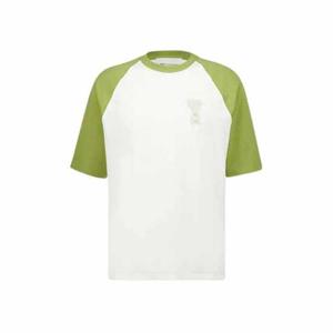 아미 니트 하트 로고 반팔 티셔츠 크림 말차 남성 UTS379 726 A041