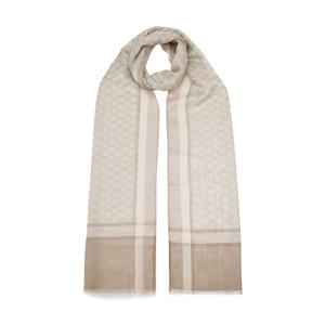 [헤지스]HISC6E625I2_여성 베이지 체크 린넨혼방 스카프