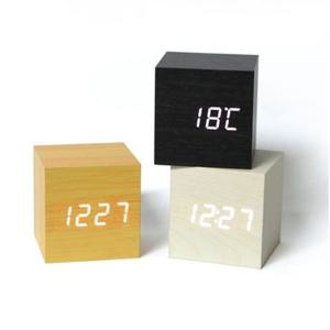 우드시계 인테리어 큐브 우드 탁상 책상 LED 전자 시계 와치