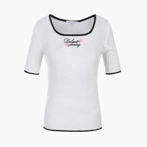 [에고이스트] [BLUE LABEL] 로즈레터링 배색 반팔니트 ES2OKH01