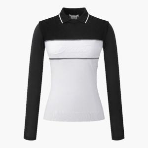 데상트골프 VQA DR22WFTL43-BLKG 여성 니트 하이브리드 냉감 카라 티셔츠 / BLACK