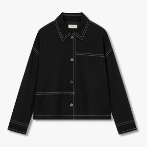 톰보이  폴리 배색 스티치 블라우스 9176321882