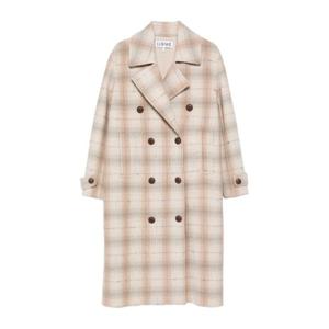 로에베 베이지 체크 더블브레스트 코트 S359Y01 XEI2140