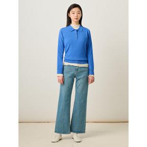 [빈폴레이디스]울 T칼라 풀오버  블루 (BF5151C01P) .