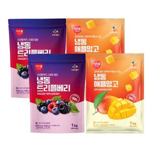 이츠웰 냉동트리플베리(블루베리+블랙베리+라즈베리)1kgx2+애플망고1kgx2