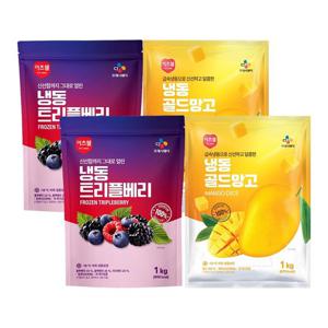 이츠웰 냉동트리플베리(블루베리+블랙베리+라즈베리)1kgx2+골드망고1kgx2