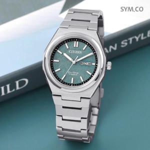 시티즌 AW0130-85X 슈퍼티타늄 그린다이얼 데이데이트 에코드라이브 남자 메탈 시계 d