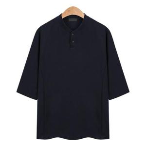 남자티셔츠 헨리넥 7부 네이비 티셔츠_CMT013