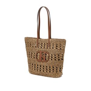 [헤지스]HIBA6E791I2_여성 [H20] 핸드메이드 H레더 패치 베이지 라탄 숄더백