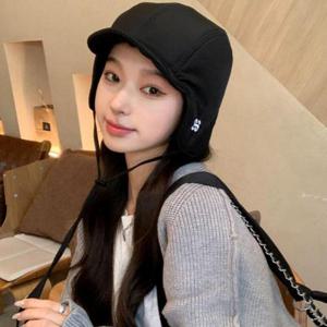 패딩방한모자 여성 겨울 방한모자 패딩 캡모자 파일럿 끈귀도리모자