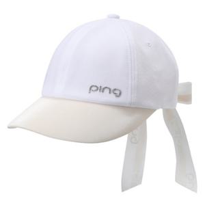 핑골프모자 NQC 121D3CP151_WH 여성 와이드챙 뒷리본 볼캡