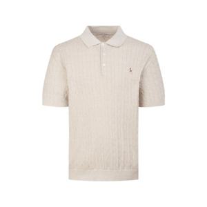 헤지스  26SS  남성 로고자수 린넨혼방 반팔 카라니트 HZSW6B553I2