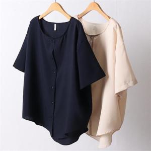 [강물처럼]빅사이즈사랑해요 D513L105 가오리라운드블라우스 LT