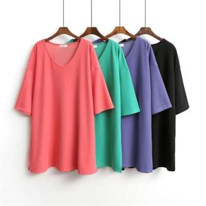 [강물처럼]빅사이즈사랑해요 9687L105 오버핏 롱트임 반팔티 AD