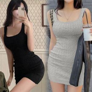 [옷은날개] 끈나시원피스 민소매 나시원피스 500232 스판 미니 데