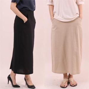 [강물처럼]빅사이즈사랑해요 5448L103 백 트임 린넨 스커트 WW (