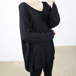[의류] 루즈핏 여성 브이넥 긴팔 무지 실키 티셔츠 빅사이즈
