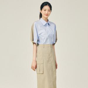 [제이제이 지고트]배색 볼륨 슬리브 셔츠 블라우스 GP5A0BLJ61