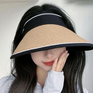 고급 라탄 햇빛 자외선 차단 휴대용 돌돌이 여성 선캡