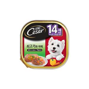 시저 강아지캔 14세이상 소고기와 야채 100G