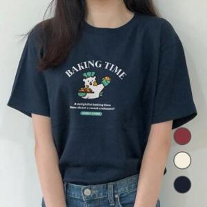 [험블스튜디오] 베이킹타임 캐릭터 남녀공용 루즈핏 반팔티