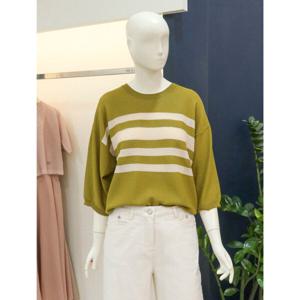 [나이스클랍][나이스클랍]배색 라운드 니트(A243PWK710)KA_DG