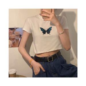 반팔티 파랑 나비 반팔 크롭티 OI A200180