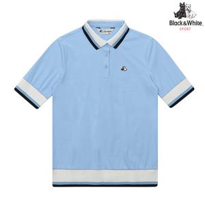 [블랙앤화이트] 여성 냉감 골지 5부 티셔츠 9004LZSN_SKY BLUE