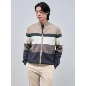 [빈폴멘] 컬러블럭 집업 카디건  베이지 (BC485AC32A)