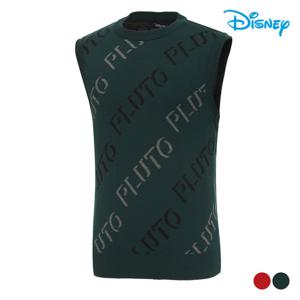 [디즈니골프]남성 울 로고패턴 라운드 니트 조끼 베스트 DO3MKV002