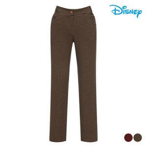 [디즈니골프]여성 체크패턴 밑단 뒷밴딩 일자핏 긴바지 팬츠 DO3LPA008