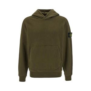 스톤 아일랜드 가먼트 다이드 스트레치 코튼 플리스 후드 티셔츠