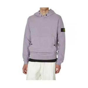 스톤 아일랜드 브러시드 코튼 플리스 스냅 후드 티셔츠 79156172