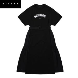 [시슬리]라운드 레터링 배색 원피스_SAOPC7431