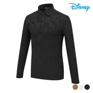[디즈니골프]남성 엠보 알파벳 패턴 긴팔 카라 티셔츠 DO3MTS003