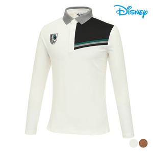 [디즈니골프]남성 배색 와펜 기모 긴팔 카라 티셔츠 DO3MTS004