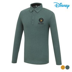 [디즈니골프]남성 캐릭터 와펜 패턴 기모 긴팔 카라 티셔츠 DO3MTS009