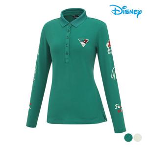 [디즈니골프]여성 캐릭터 아트웍 슬림핏 긴팔 기모 카라 티셔츠 DO3LTS007