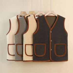 은창)뽀글이 엣지 버튼 라인 포근 조끼 겨울 보온